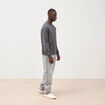 Sweat col rond manches longues en coton gris fonc&eacute; homme