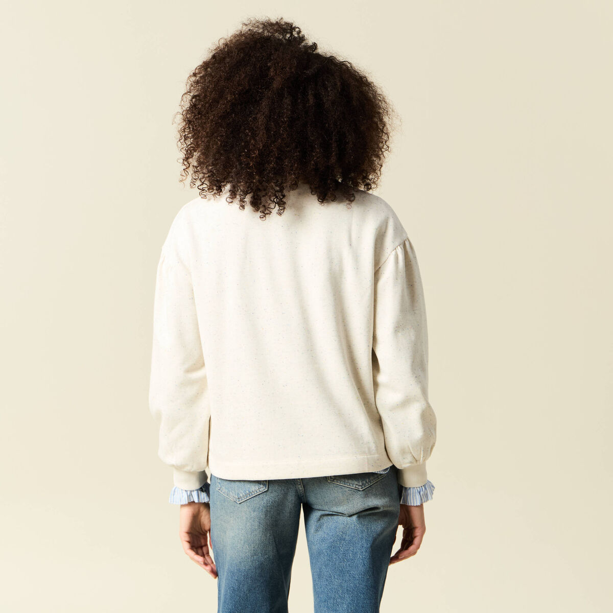 Sweat manches longues ecru femme