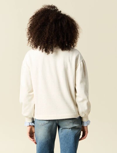 Sweat manches longues ecru femme