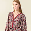 Robe midi chemise évasée rouge foncé femme