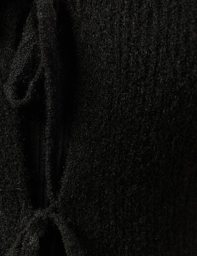 Gilet col V manches longues n&oelig;uds noir femme