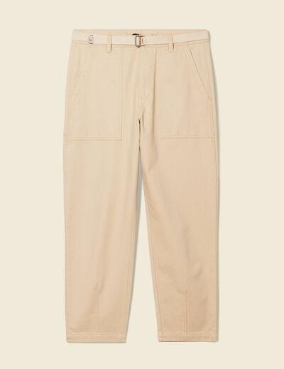 Pantalon large ceinturé beige homme