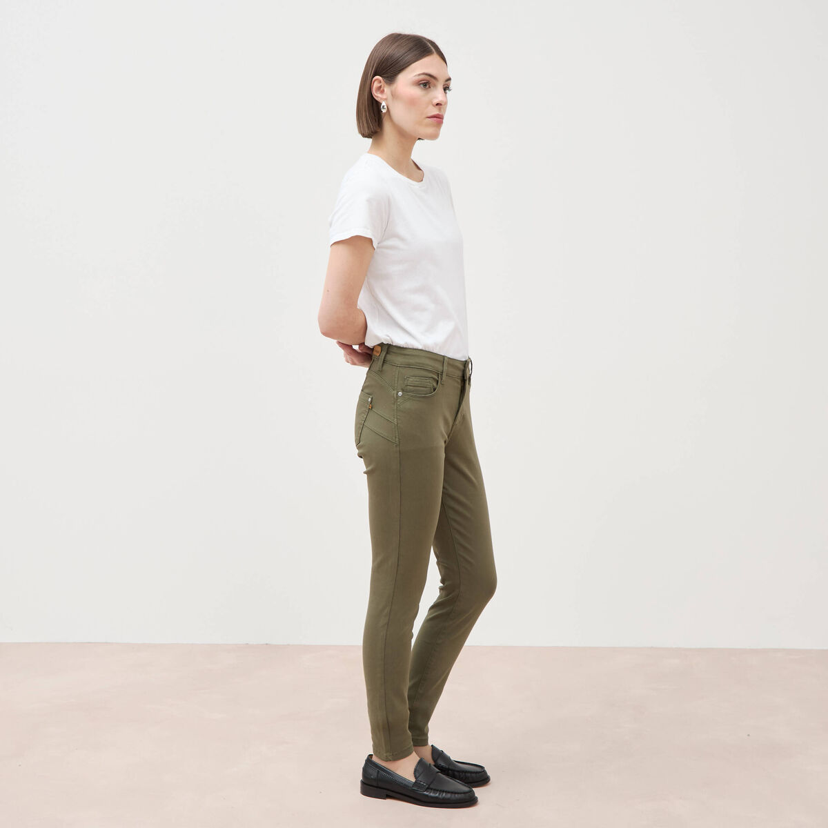 Pantalon Audrey - skinny push up vert kaki femme