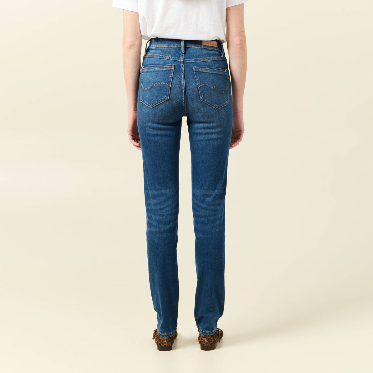 Jeans slim taille haute denim stone femme