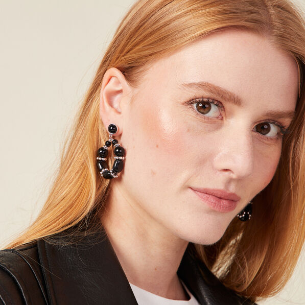 Boucles d'oreilles pendantes noir femme