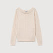 Pull manches longues col bateau creme femme