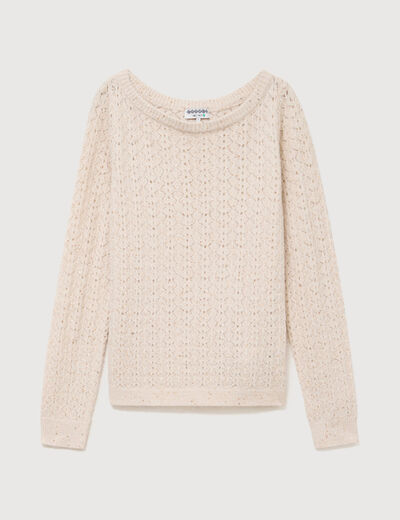 Pull manches longues col bateau creme femme