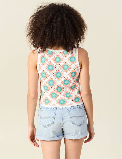 Débardeur en crochet vert clair femme