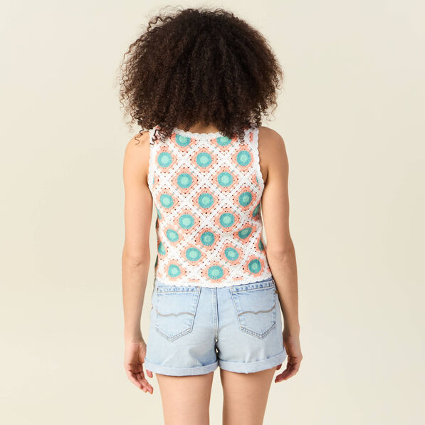 Débardeur en crochet vert clair femme