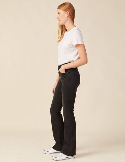 Jeans bootcut détails tressés denim noir femme