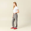 Jeans straight taille haute denim gris clair femme