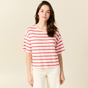 T-shirt manches courtes ecru femme