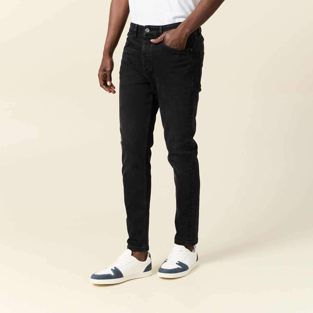 Jeans skinny tapered denim noir homme