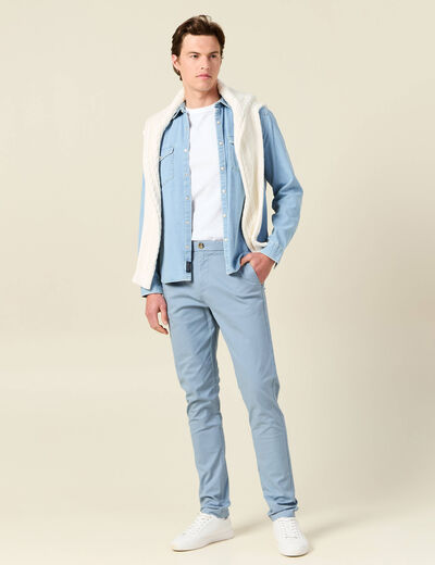 Pantalon slim Instinct chino bleu gris homme