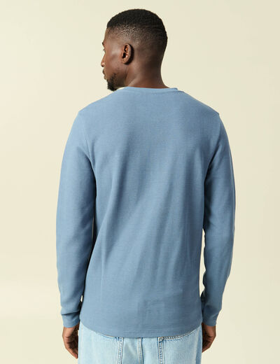 T-shirt manches longues bleu fonc&eacute; homme