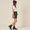 Short paperbag taille haute gris foncé femme