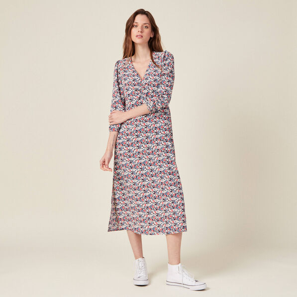 Robe longue éco-responsable bleu marine femme