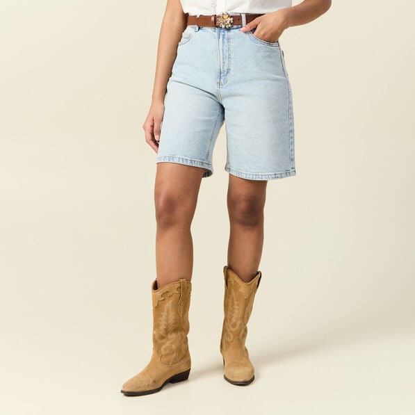 bermuda droit en jean denim snow bleu femme Bermuda droit en jean denim snow bleu femme