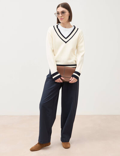 Pull manches longues ecru femme