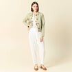 Blouson boutonné vert kaki femme