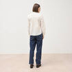 Blouse col mao manches longues en coton ecru femme