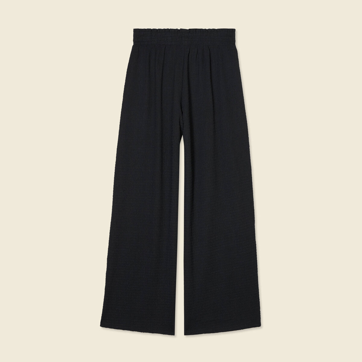 Pantalon large fluide noeud noir femme