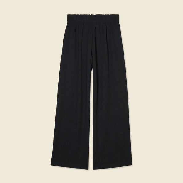 pantalon large fluide noeud noir femme Pantalon large fluide noeud noir femme
