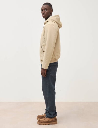 Parka courte &agrave; capuche beige homme