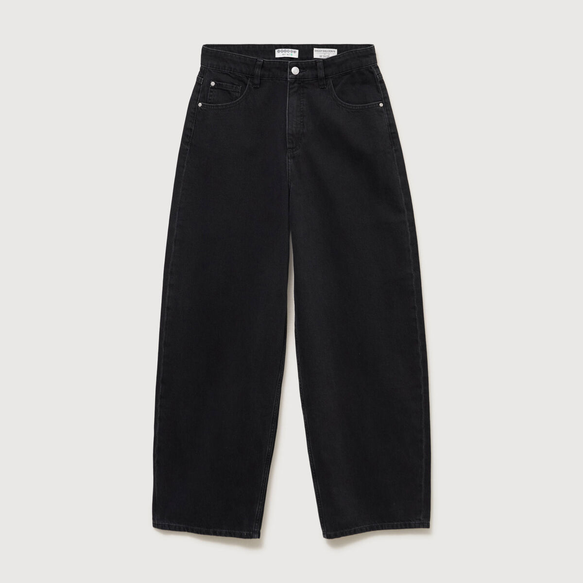 Jeans loose en coton denim gris femme
