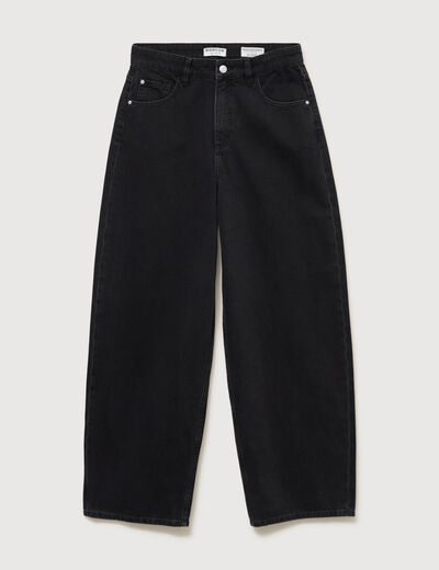 Jeans loose en coton denim gris femme