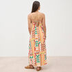 Robe longue fines bretelles col rond multicolore femme