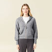 Gilet manches longues capuche gris clair femme