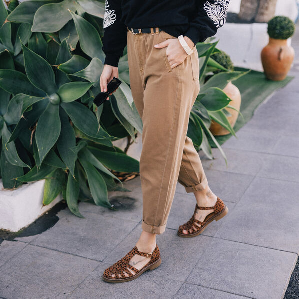 Jeans slouchy 7/8ème vert kaki femme