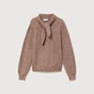 Pull droit col rond manches longues marron femme