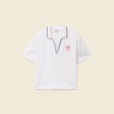 T-shirt polo droit court en coton blanc femme