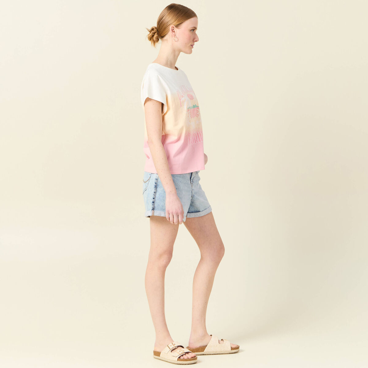 T-shirt éco-responsable rose pastel femme