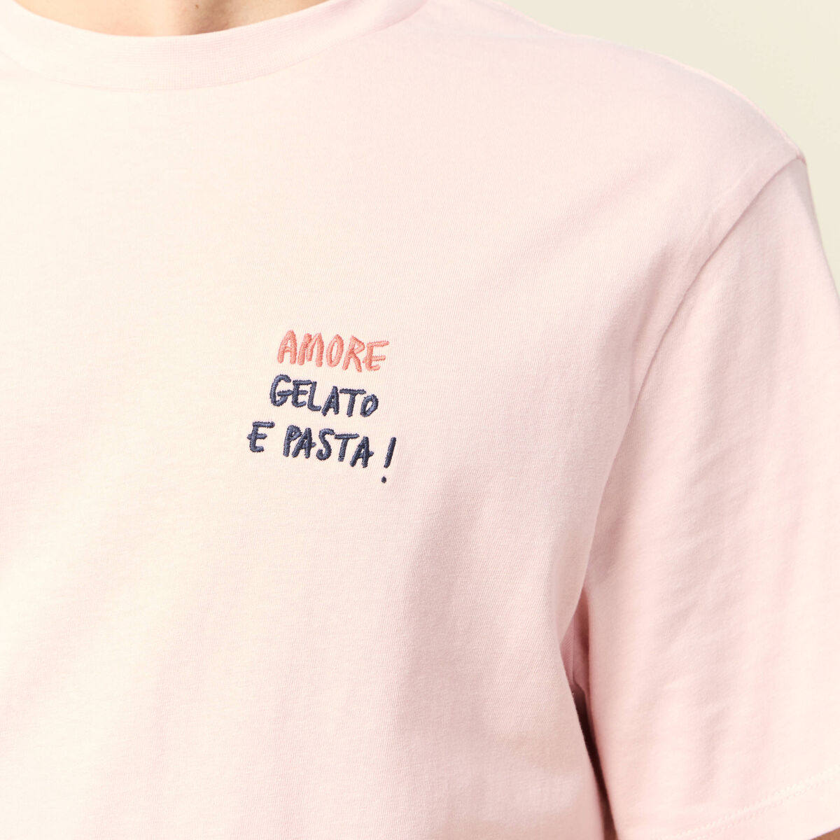 T-shirt manches courtes rose clair homme