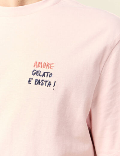 T-shirt manches courtes rose clair homme