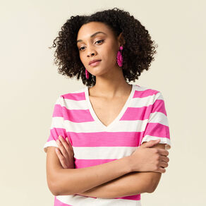 T-shirt manches courtes rose framboise femme