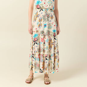 jupe longue evasee blanc femme Jupe longue évasée blanc femme