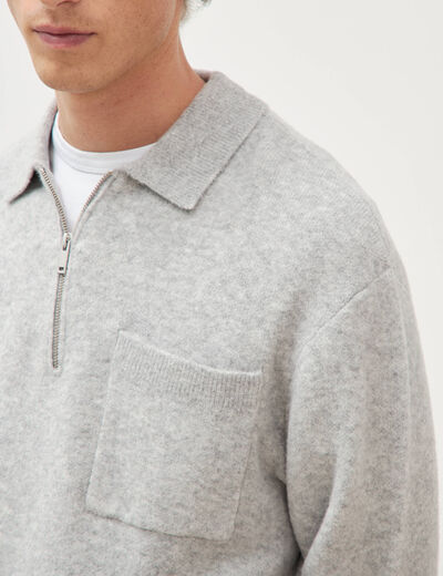 Pull droit manches longues gris homme