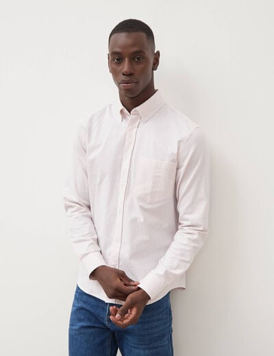 Chemise manches longues col am&eacute;ricain rose poudr&eacute;e homme