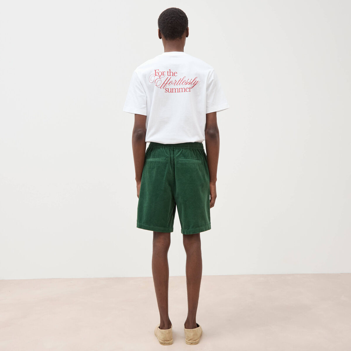 Bermuda en velours vert homme