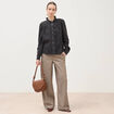 Pantalon barrel bas resserr&eacute; &agrave; carreaux ficelle femme