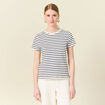 T-shirt cintr&eacute; col rond manches courtes ecru femme