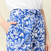 Pantalon large taille haute bleu femme