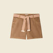 Short boyfriend ceinturé jean vert kaki femme