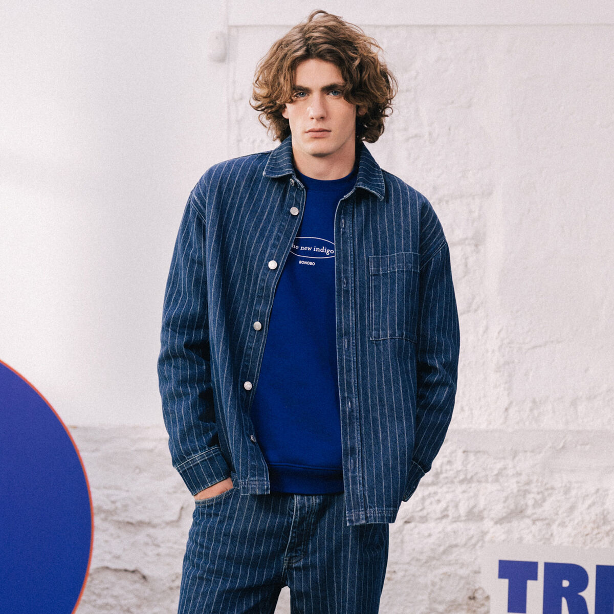 Surchemise oversize en jeans coton denim stone homme