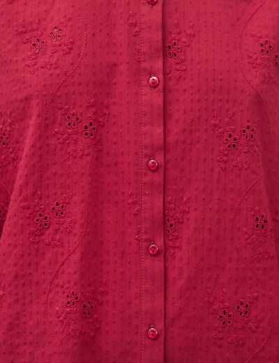 Chemise ample en coton manches longues bordeaux femme