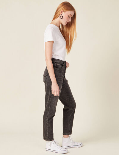Jeans mom 7/8ème denim gris femme